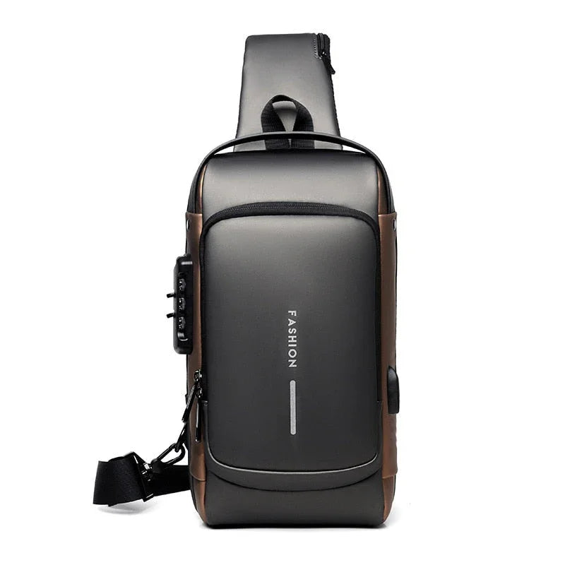 Bolsa de Ombro Crossbody Antifurto com Carregamento USB e Fibra de Carbono - Sundian