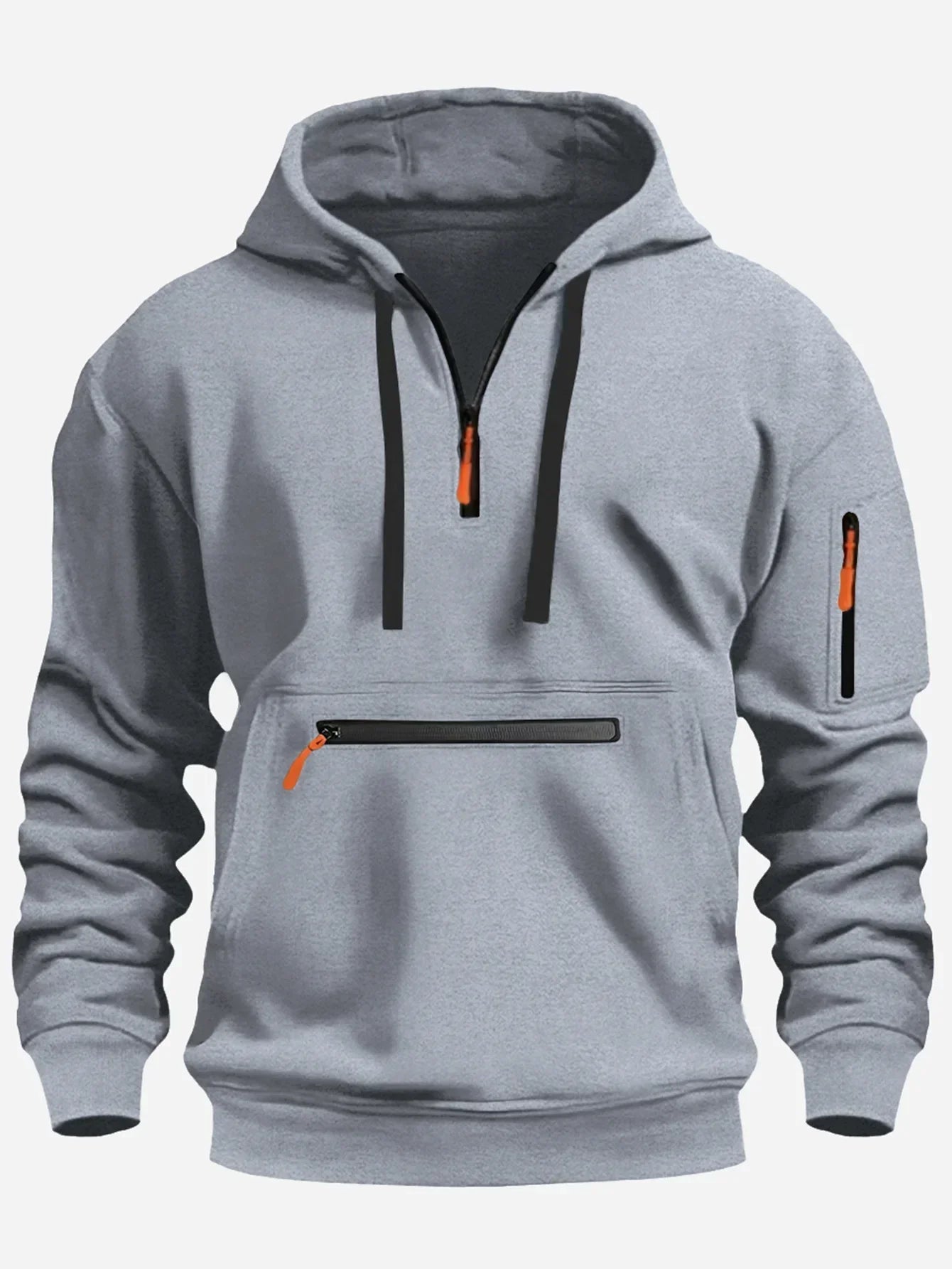 Men's Hooded Sweatshirt 2024 – Casual Streetwear Style, Multiple Pockets, Zipper and Long Sleeve