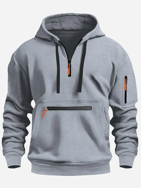 Men's Hooded Sweatshirt 2024 – Casual Streetwear Style, Multiple Pockets, Zipper and Long Sleeve