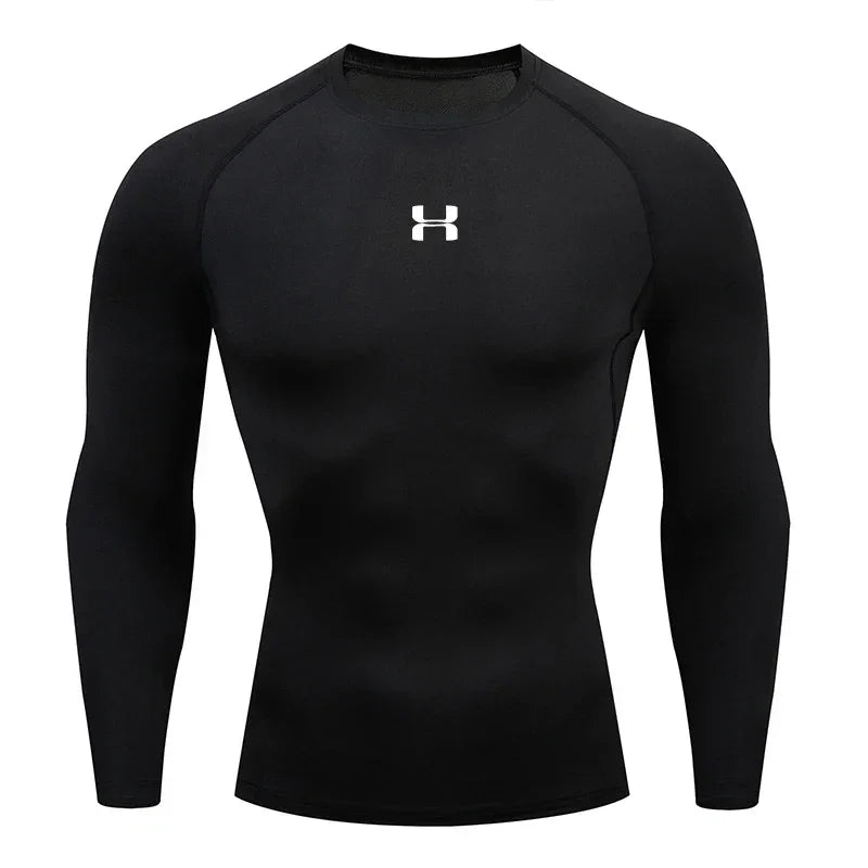 Camiseta de compresión de manga larga para hombre – Deportes y fitness 