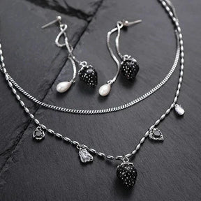 Collar de fresa negra - Cadena de 45 cm