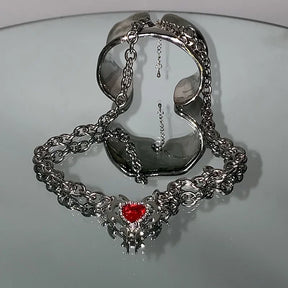 Collar Sagrado Corazón con Circonitas Rojas