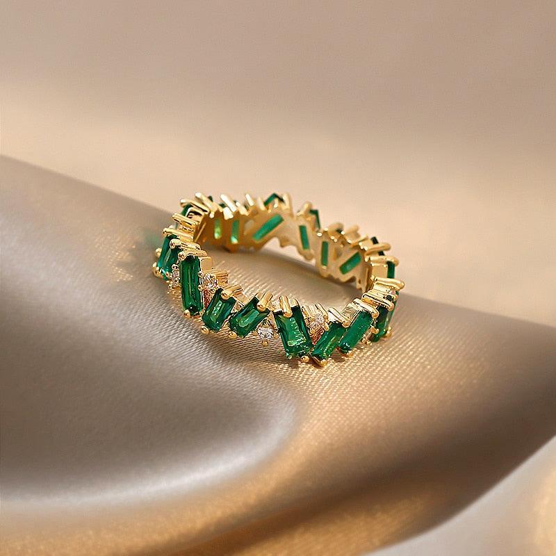 Anel de Esmeralda Coroado 18K - Sundian