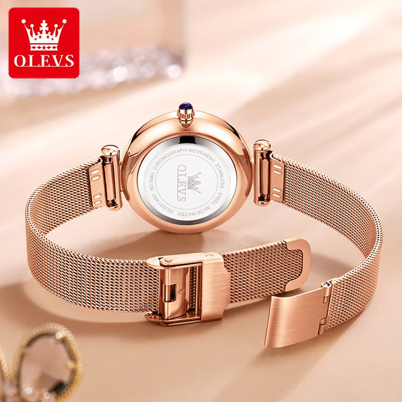 OLEVS Relógio Feminino Brilhantes Quartzo 9963 - Elegância e Funcionalidade