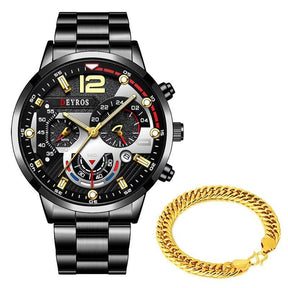 Kit Relógio Elegante + Pulseira – Versátil, leve e muito estiloso