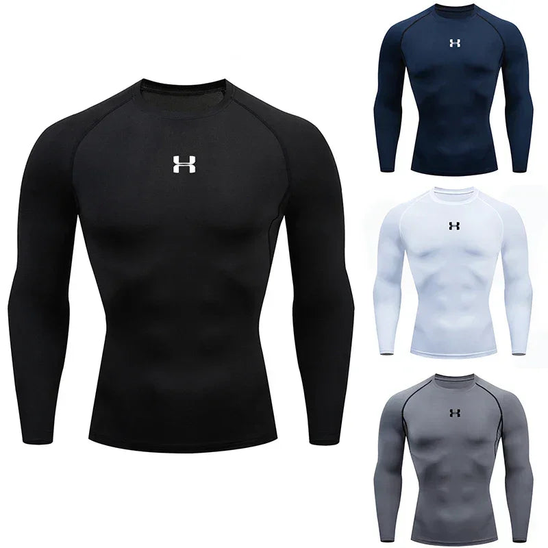 Camiseta de compresión de manga larga para hombre – Deportes y fitness 