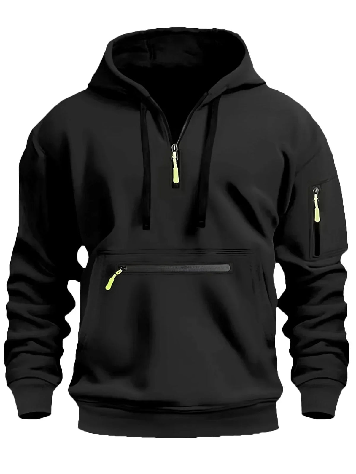 Blusão Masculino com Capuz 2024 – Estilo Streetwear Casual, Bolsos Múltiplos, Zíper e Manga Longa
