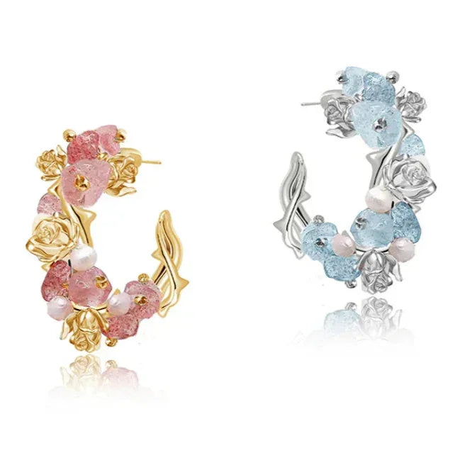 Par de pendientes florales