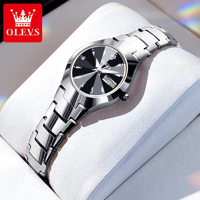 OLEVS Relógio Feminino Original Fino Quartzo à Prova D'água - Aço Tungstênio 8697L 24mm