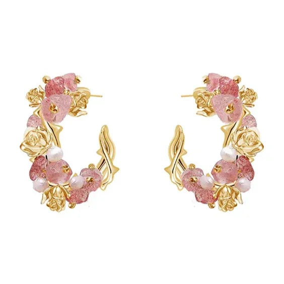 Par de pendientes florales