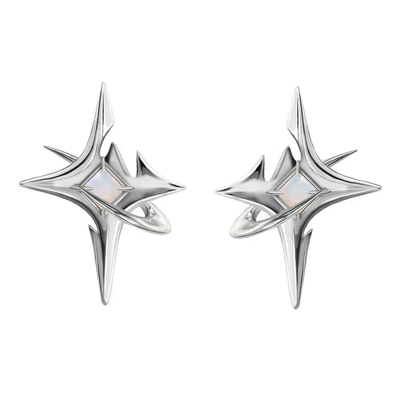 Par de pendientes de estrella de plata