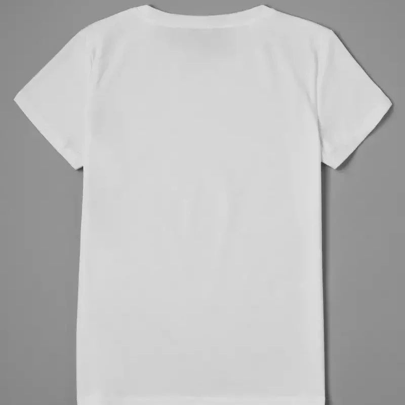 Camiseta informal con estampado de corazón y plumas para mujer 