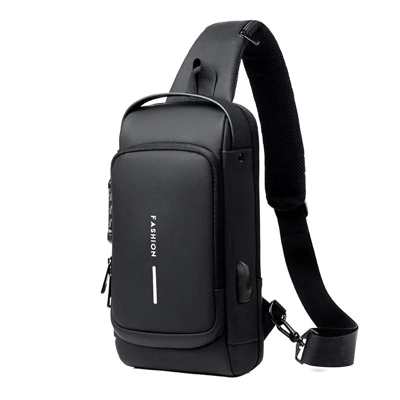 Bolsa de Ombro Crossbody Antifurto com Carregamento USB e Fibra de Carbono - Sundian