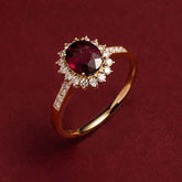 Anel Royal Red com Zircônias em Prata 925 banhado em OURO 18K - Sundian