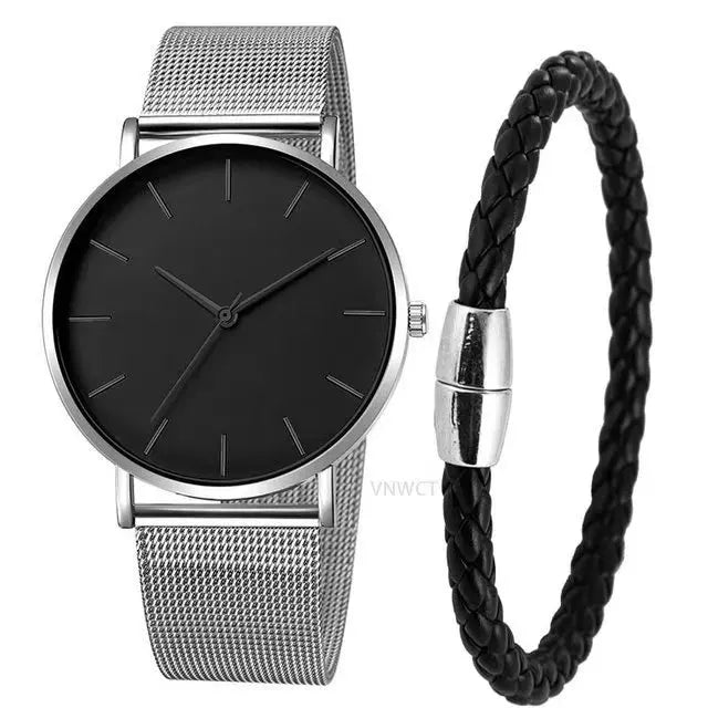 RUNERR Relógio Masculino Original Minimalista Quartzo Impermeável - Aço Inoxidável 40mm