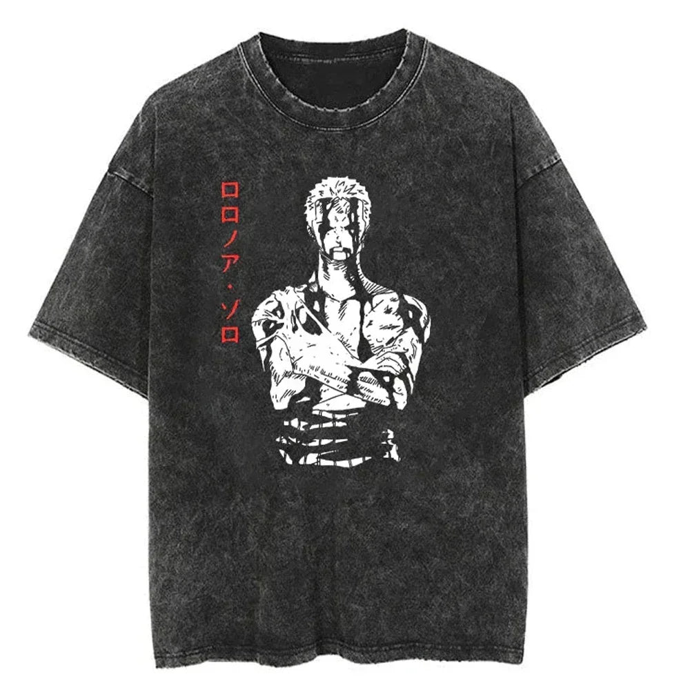 Camiseta unisex extragrande estilo Harajuku con estampado de una pieza 