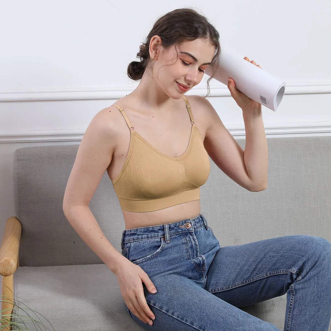 Women's Cropped Top Sexy Lingerie with Support - Sports Style Bra 