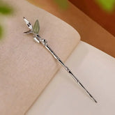 Bamboo Leaf Hair Clip with Green Stone
