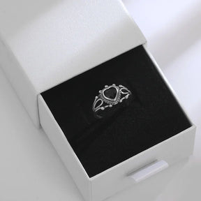 Anel Dark Heart em Prata 925 Ajustável — Design Gótico Elegante e Atemporal - Sundian
