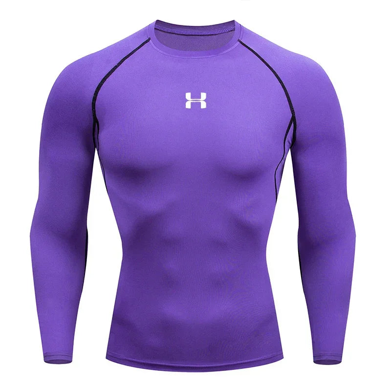 Camiseta de compresión de manga larga para hombre – Deportes y fitness 
