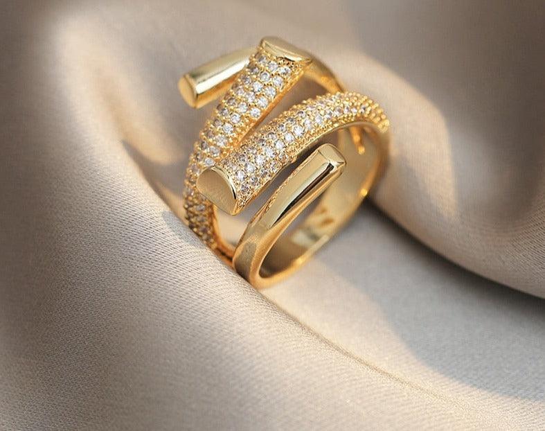 Anel Involt Cravejado e Banhado 18K - Sundian