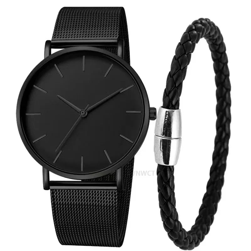 RUNERR Relógio Masculino Original Minimalista Quartzo Impermeável - Aço Inoxidável 40mm