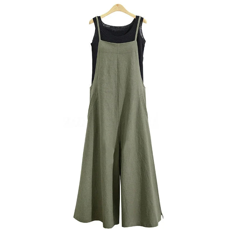 Macacão Casual Feminino Oversized Sem Mangas