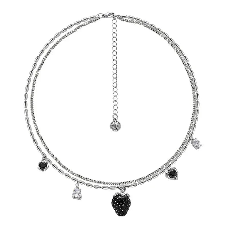 Collar de fresa negra - Cadena de 45 cm