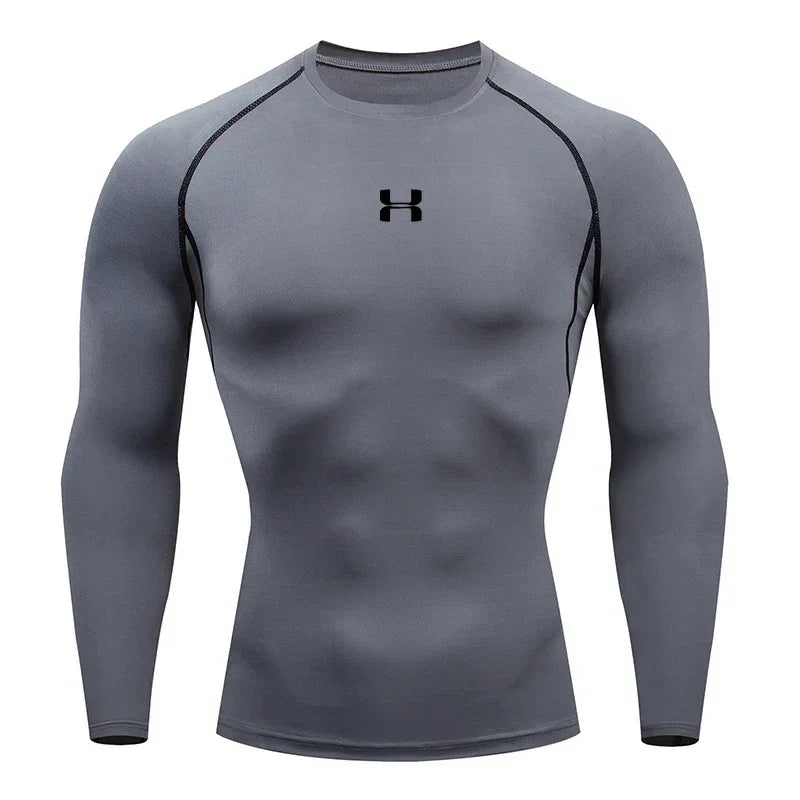 Camiseta de compresión de manga larga para hombre – Deportes y fitness 