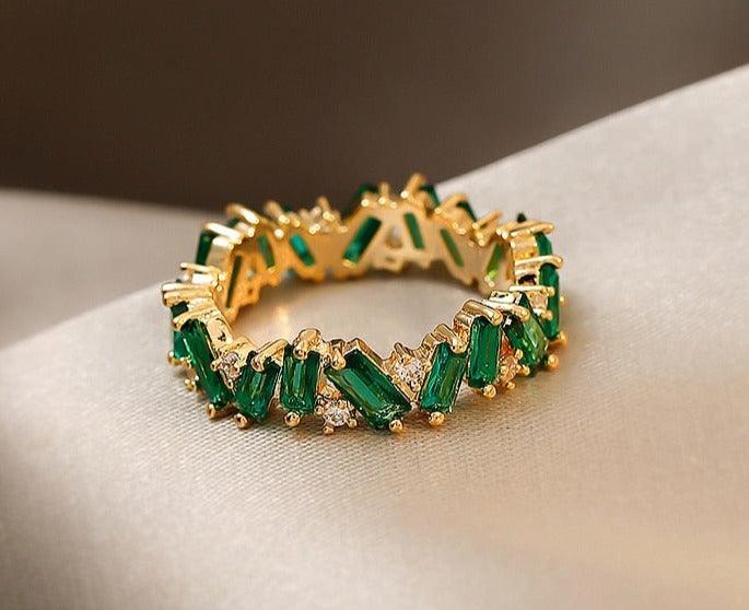 Anel de Esmeralda Coroado 18K - Sundian