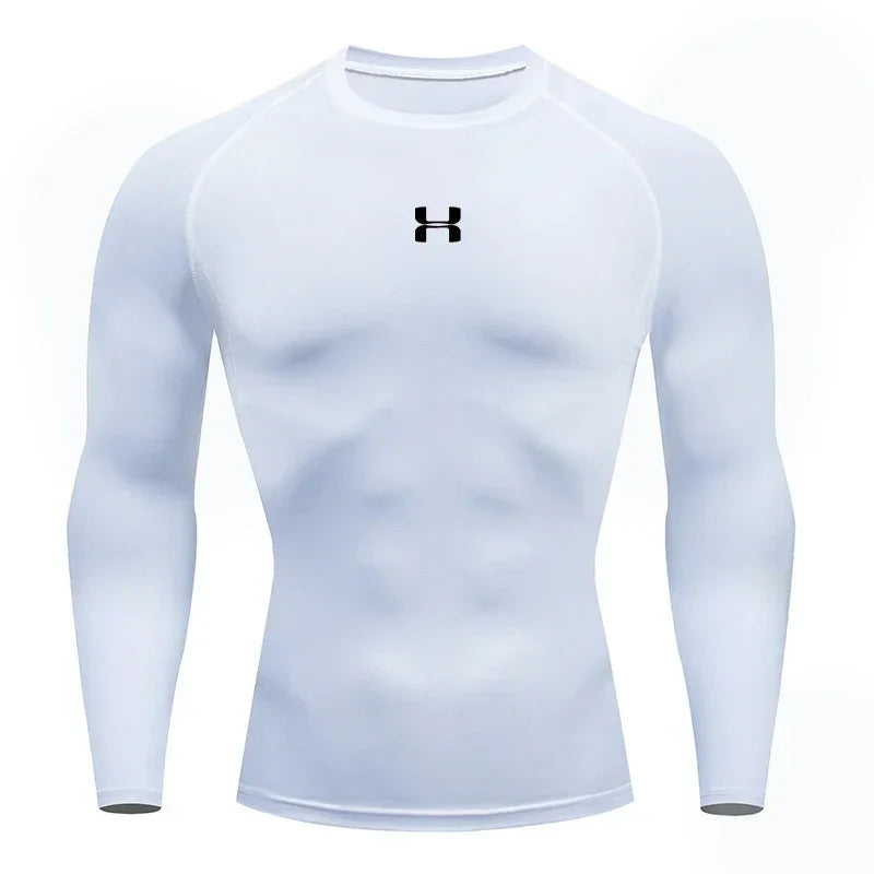 Camiseta de compresión de manga larga para hombre – Deportes y fitness 