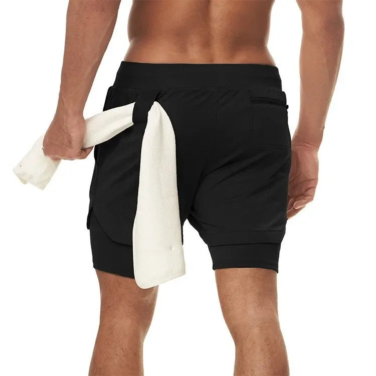 Short Masculino 2 em 1 Esportivo Camuflado, Fitness, Corrida e Academia