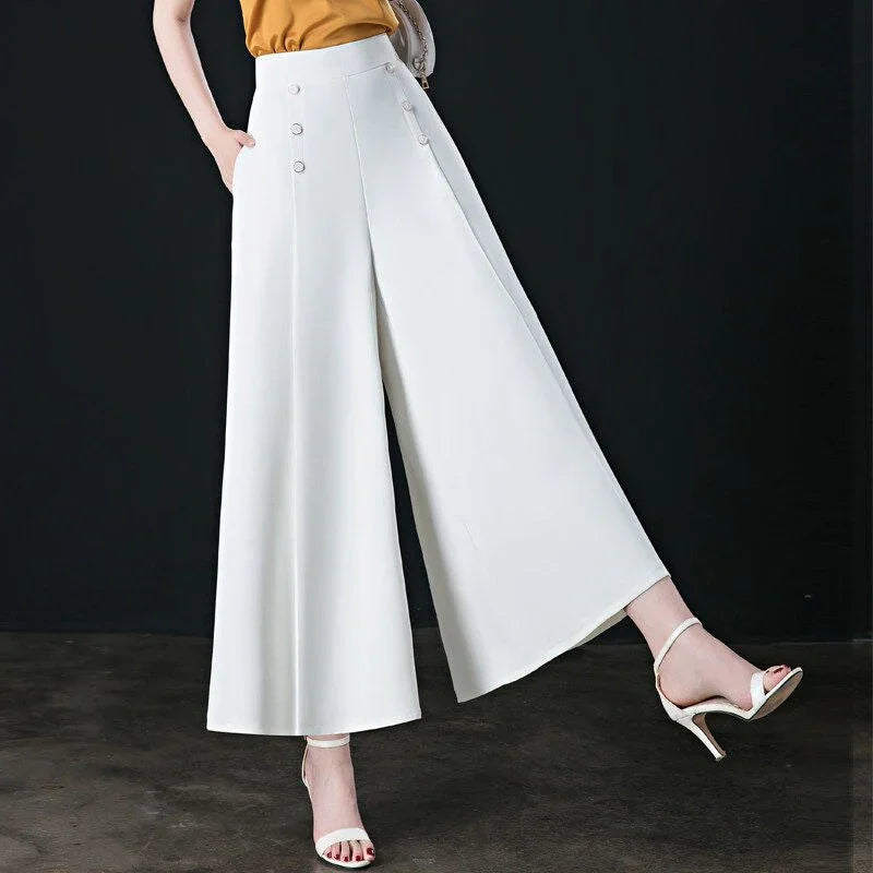 Calça de Seda Longa com Cós Alto Moda Verão 2023