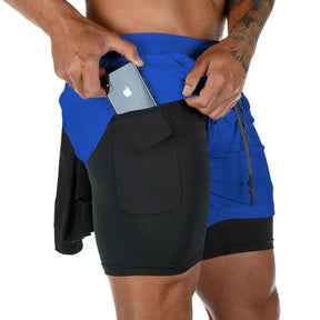 Short Masculino 2 em 1 Esportivo Camuflado, Fitness, Corrida e Academia