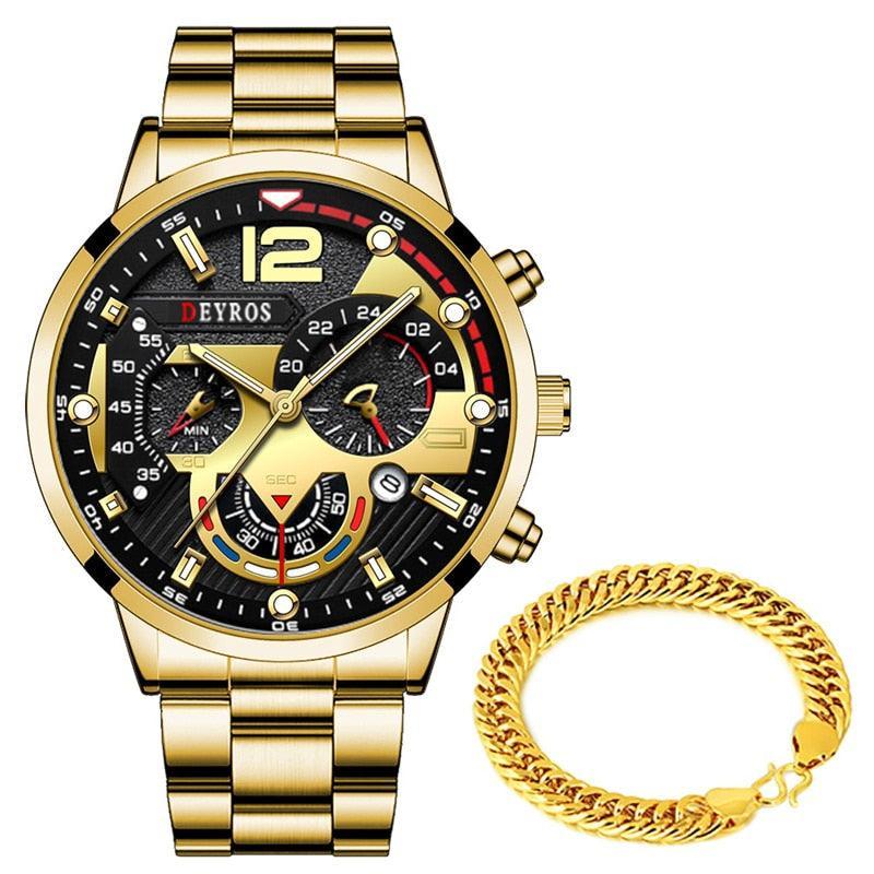Kit Relógio Elegante + Pulseira – Versátil, leve e muito estiloso