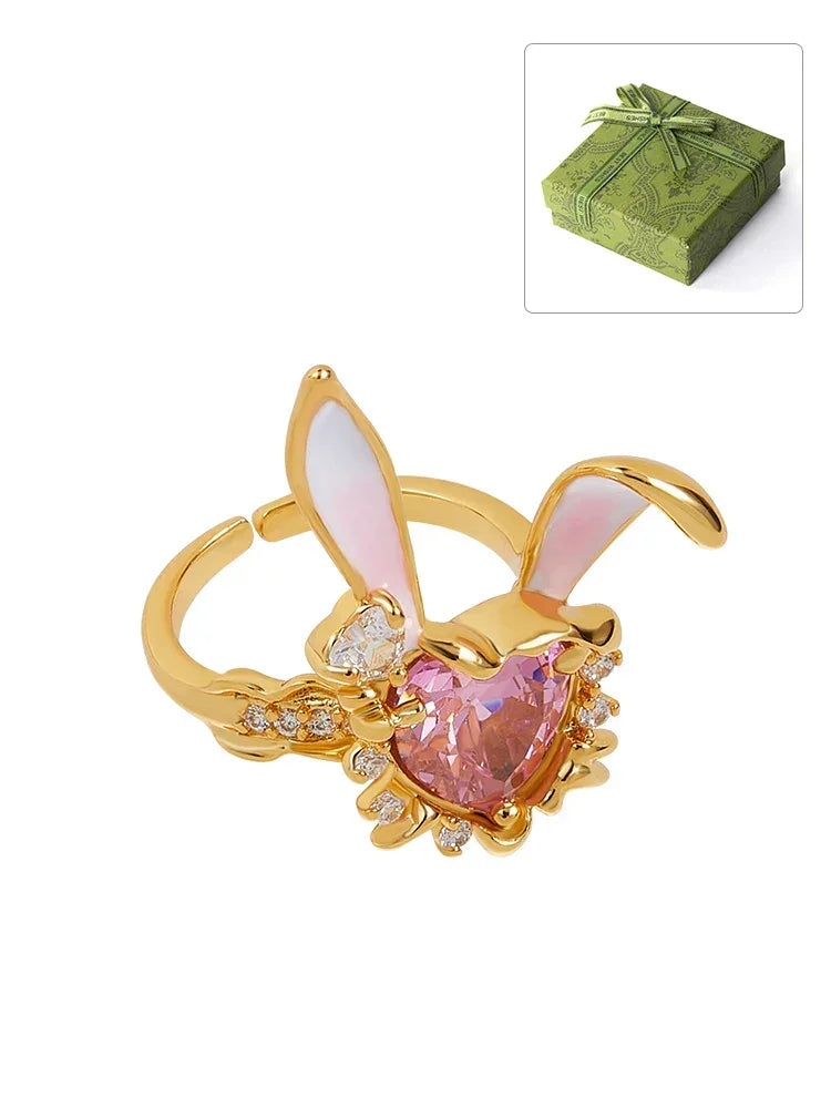 Anel Ajustável Golden Bunny em Ouro 18K — Elegância e Charme Único - Sundian