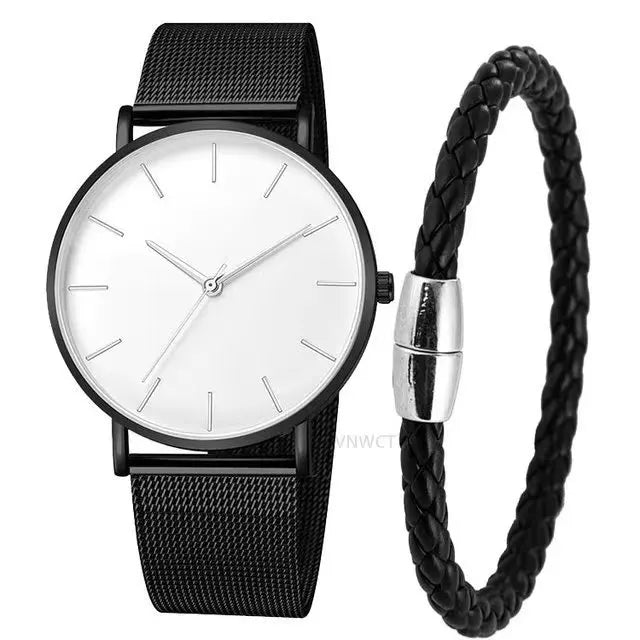 RUNERR Relógio Masculino Original Minimalista Quartzo Impermeável - Aço Inoxidável 40mm