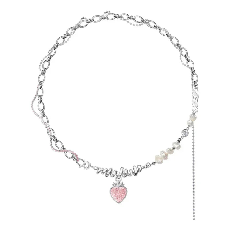 Collar de Tarta de Fresa en Plata 925 – Cadena de 43 cm