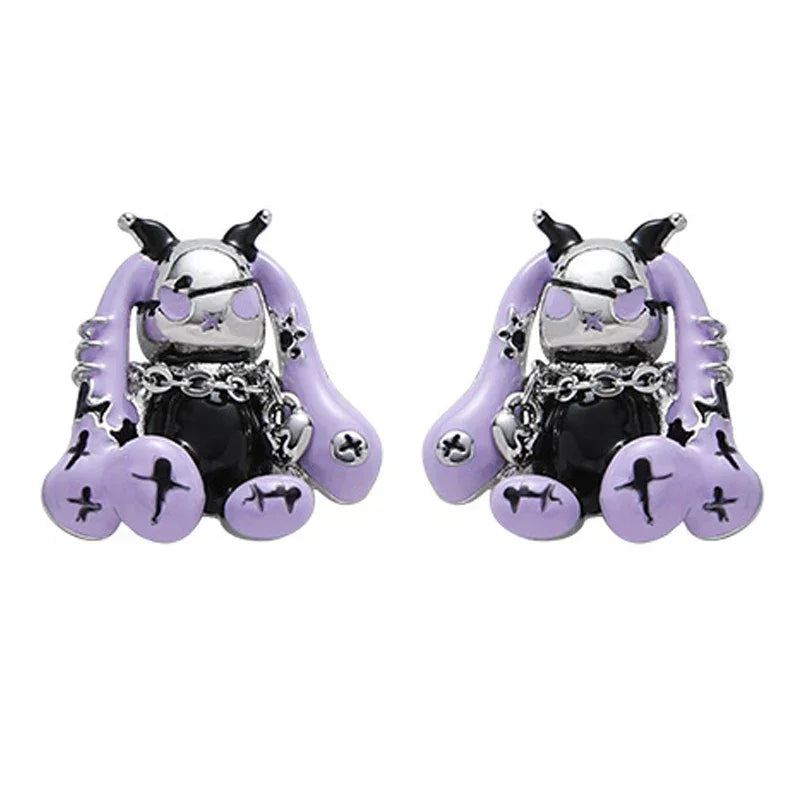 Par de pendientes de conejo punk