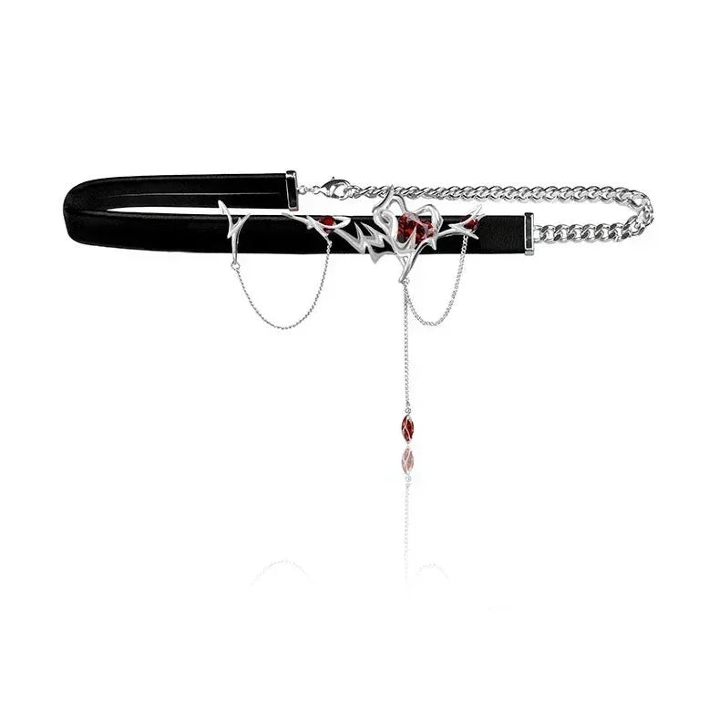 Collar de corazón y sangre - Cadena de 37 cm