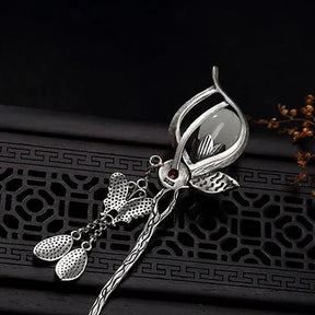 Magnolia Hair Clip with Natural White Stone