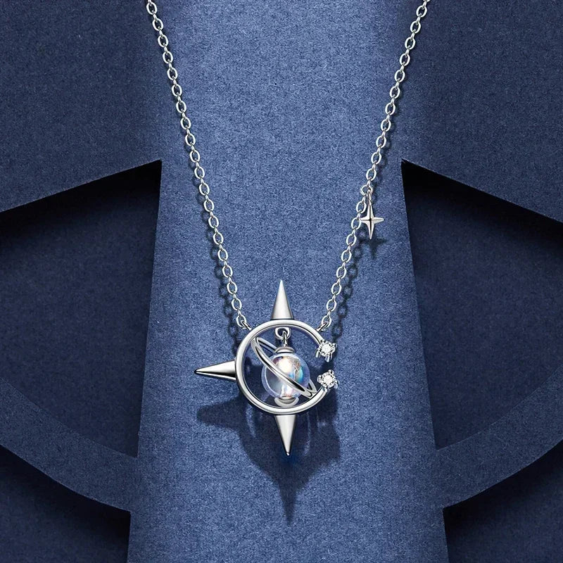 Collar Estrella Cósmica en Plata 925 - Cadena de 45 cm