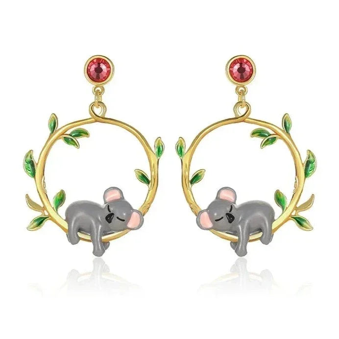 Par de Brincos Coala em Ouro 18K