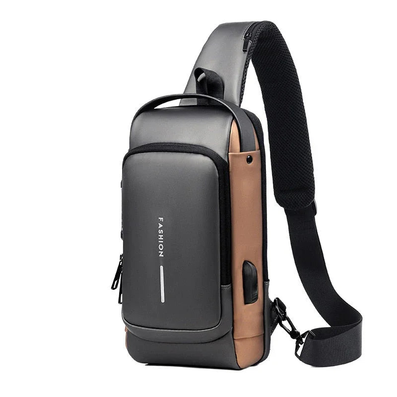 Bolsa de Ombro Crossbody Antifurto com Carregamento USB e Fibra de Carbono - Sundian