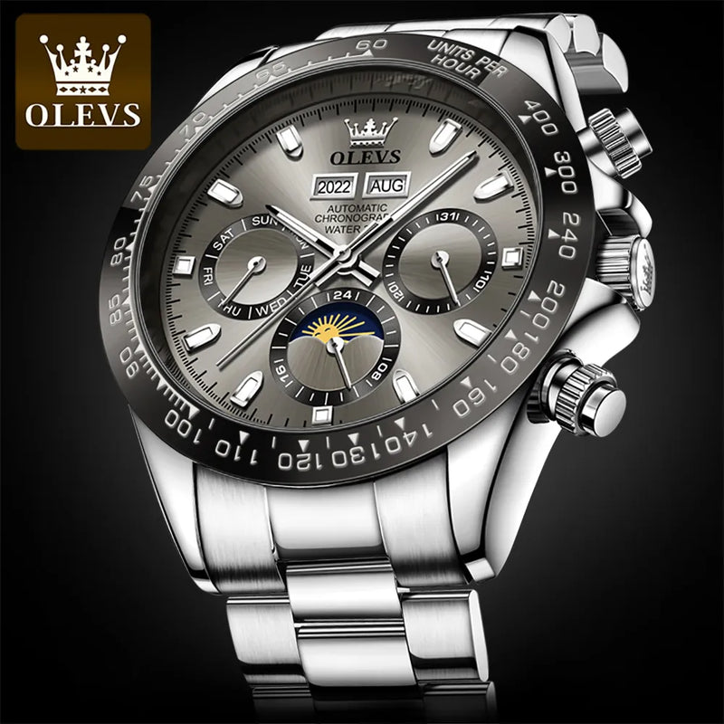 OLEVS Relógio Masculino Original Automático a Prova D'água Aço Inoxidável 6654 39mm