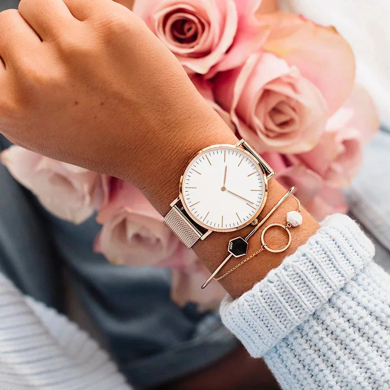 Relógio Feminino Couro Ultra Minimalista