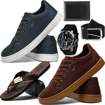 Super 6-in-1 Men's Fashion Kit: 2 pairs of Sneakers + Flip-flops/ Watch/ Wallet and Belt 