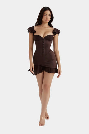 Vestido Chocolate Elena – Sofisticação com caimento perfeito