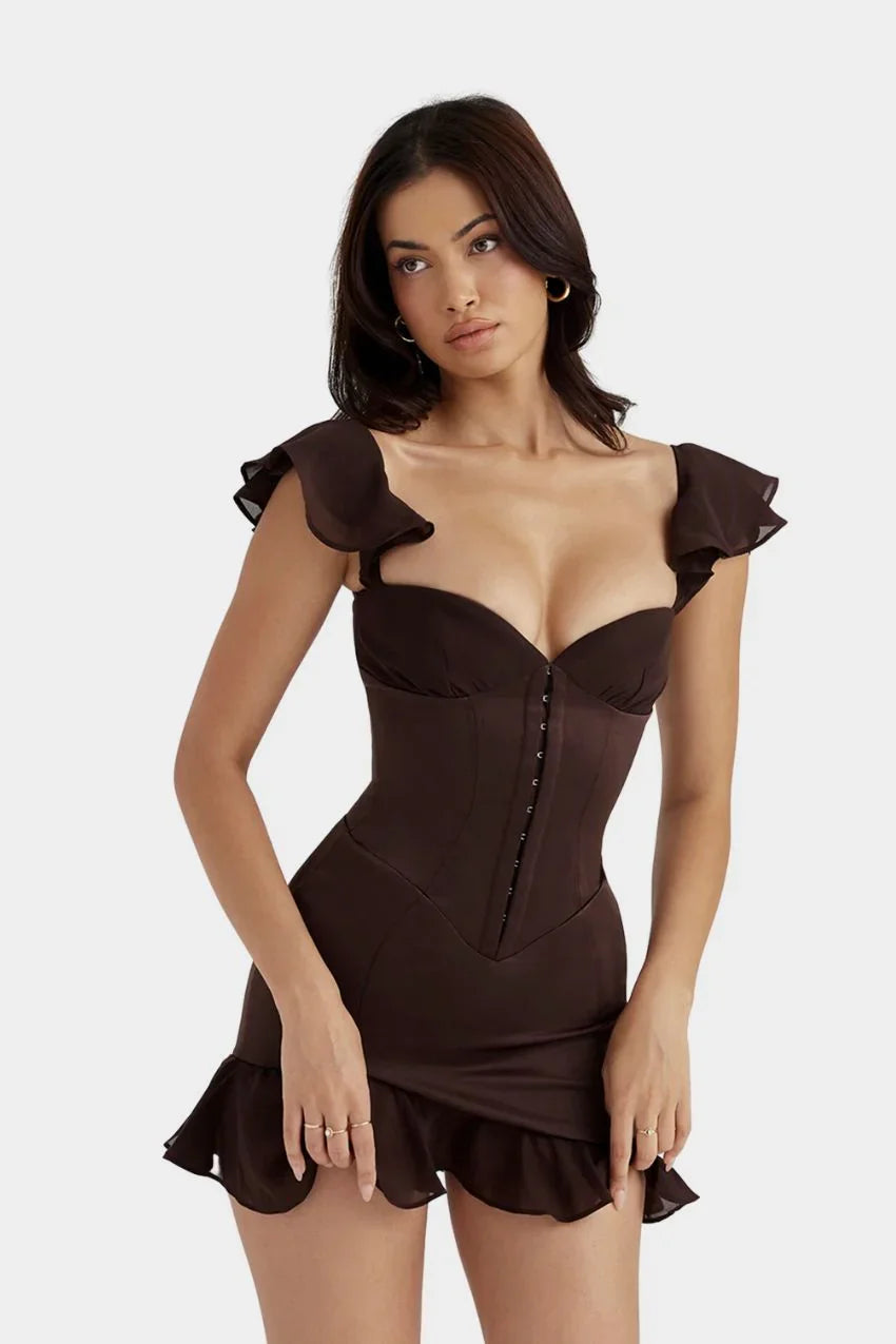 Vestido Chocolate Elena – Sofisticação com caimento perfeito