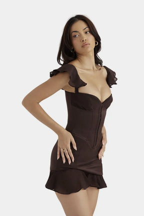 Vestido Chocolate Elena – Sofisticação com caimento perfeito